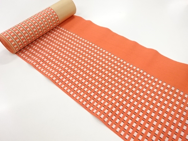 JAPANESE KIMONO / ANTIQUE BOLT FOR OBI / WOVEN LITTLE GRID